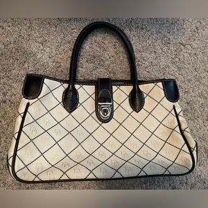 Vintage Dooney & Bourke Leather & Canvas Signature Satchel